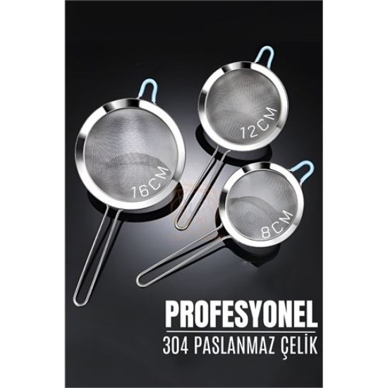 Engithalat 3 Boy Süzgeç Seti 304 Paslanmaz Çelik Spiderweb Design