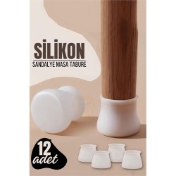Engithalat Masa ve Sandalye Ayak Koruyucu Silikon Zemin Koruyucu BEYAZ 12 ADET