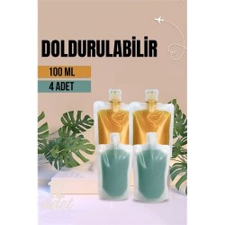 Engithalat Doldurulabilir Krem Şampuan Kabı Tekrar Kullanılabilir Set 4 ADET