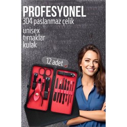 Engithalat Manikür Seti Pedikür Kulak Yüz Bakım Kiti Profesyonel 304 Çelik Siyah