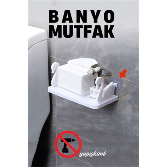 ModaCar Kuğu Tasarımlı Banyo Mutfak Rafı Kendinden Yapışkanlı ModaCar Kuğu Tasarımlı Banyo Mutfak Rafı Kendinden Yapışkanlı