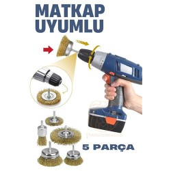 Engithalat Matkap Uyumlu Saçaklı Pimli Tel Fıça Fırça Seti 1/4 inç
