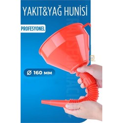 Engithalat 16 Cm Çap Büyük Huni Süzgeçli Yakıt Yağ Hunisi Jeneratör Hunisi
