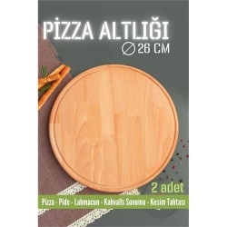 Engithalat Ahşap Pizza Lahmacun Pide Sunum ve Kesim Tahtası 26 cm 2 ADET