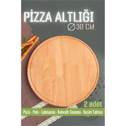 Engithalat Ahşap Pizza Lahmacun Pide Sunum ve Kesim Tahtası 30 cm 2 ADET
