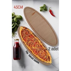 Engithalat Ahşap Pide Sunum ve Kesim Tahtası 2 adet 45 Cm