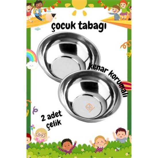 ModaCar Derin Çocuk Tabağı Güvenli Kenarlı Çelik 2 Adet 16 cm ModaCar Derin Çocuk Tabağı Güvenli Kenarlı Çelik 2 Adet 16 cm