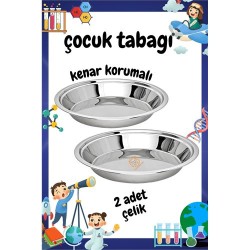 Engithalat Çocuk Tabağı Güvenli Kenarlı Çelik 2 Adet 21 cm