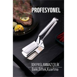 Engithalat Spatulalı Maşa Biftek Balık Maşası 304 Paslanmaz Çelik