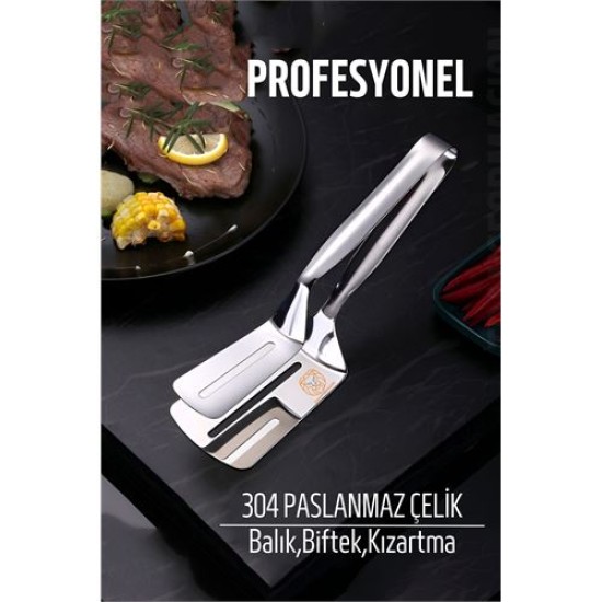 ModaCar Spatulalı Maşa Biftek Balık Maşası 304 Paslanmaz Çelik ModaCar Spatulalı Maşa Biftek Balık Maşası 304 Paslanmaz Çelik