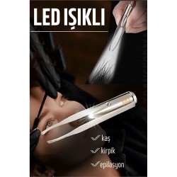 Engithalat Led Işıklı Cımbız Kirpik Kaş Cımbız Epilasyon Cımbızı