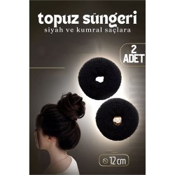 Engithalat Siyah Saç Topuz Süngeri 2 ADET 12 CM Çap 5 cm Kalınlık