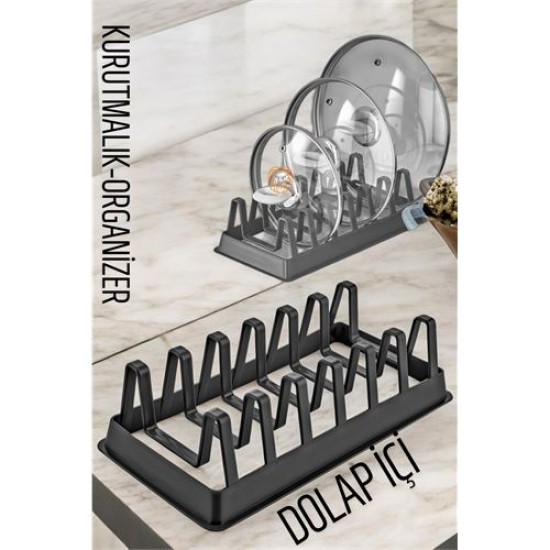 ModaCar Tabak Düzenleyici Kurutmalık Dolap İçi Tencere Kapak Organizer SİYAH ModaCar Tabak Düzenleyici Kurutmalık Dolap İçi Tencere Kapak Organizer SİYAH
