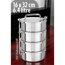 Engithalat Sefer Tası Yemek Kabı Paslanmaz Çelik 4 Katlı 16 cm 1.6 LİTRE