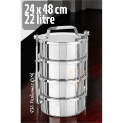 Engithalat Sefer Tası Yemek Kabı Paslanmaz Çelik 4 Katlı 24 cm 5.5 LİTRE