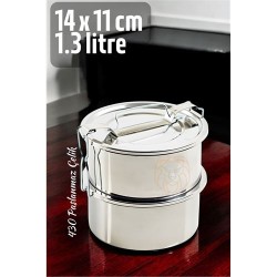 Engithalat Sefer Tası Yemek Kabı Paslanmaz Çelik 2 Katlı 14 cm 1.3 LİTRE