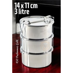 Engithalat Sefer Tası Yemek Kabı Paslanmaz Çelik 3 Katlı 14 cm 3 LİTRE