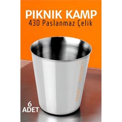Engithalat Paslanmaz Çelik Bardak Seti Kamp Piknik Bardağı 6 adet