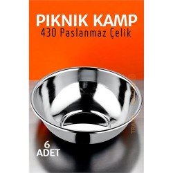Engithalat Paslanmaz Çelik Yemek Tası Çorba Kasesi Kamp Piknik Tabağı 6 ADET