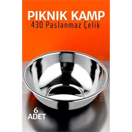 ModaCar Paslanmaz Çelik Yemek Tası Çorba Kasesi Kamp Piknik Tabağı 6 ADET ModaCar Paslanmaz Çelik Yemek Tası Çorba Kasesi Kamp Piknik Tabağı 6 ADET