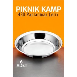 Engithalat Paslanmaz Çelik Tabak Seti Kamp Piknik Tabağı 6 ADET