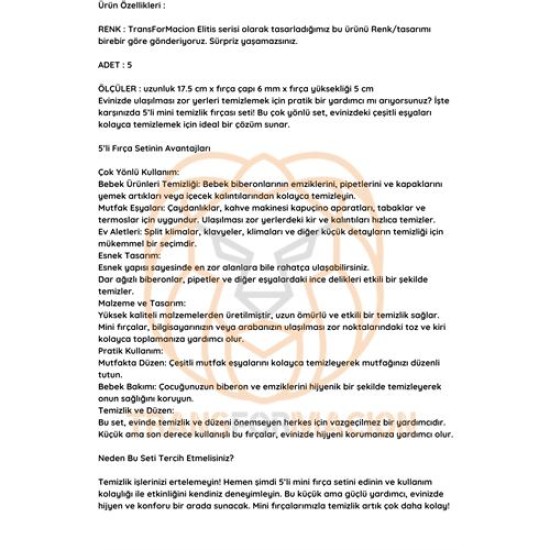 ModaCar Mikro Fırça Klima Biberon Pipet Fırçası 5 Adet ModaCar Mikro Fırça Klima Biberon Pipet Fırçası 5 Adet