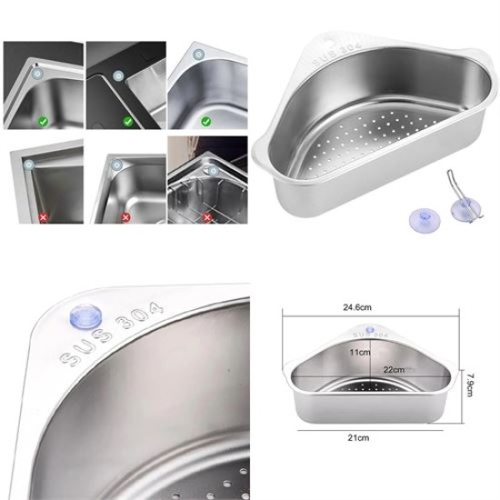 ModaCar Inox Lavabo Köşe Süzgeci Organizer 304 Paslanmaz Çelik ModaCar Inox Lavabo Köşe Süzgeci Organizer 304 Paslanmaz Çelik