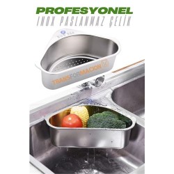 Engithalat Inox Lavabo Köşe Süzgeci Organizer 304 Paslanmaz Çelik