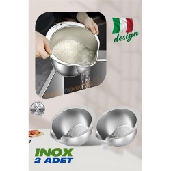 Engithalat Inox Süzgeç Pirinç Makarna Salata Süzgeci 304 Paslanmaz Çelik 2 ADET