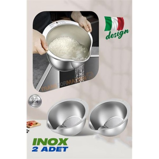 ModaCar Inox Süzgeç Pirinç Makarna Salata Süzgeci 304 Paslanmaz Çelik 2 ADET ModaCar Inox Süzgeç Pirinç Makarna Salata Süzgeci 304 Paslanmaz Çelik 2 ADET
