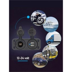 Engithalat USB + 12-24 Volt Çakmak Giriş Soket Tekne Oto Kamyonet Soketi Marine Tip Soket 7