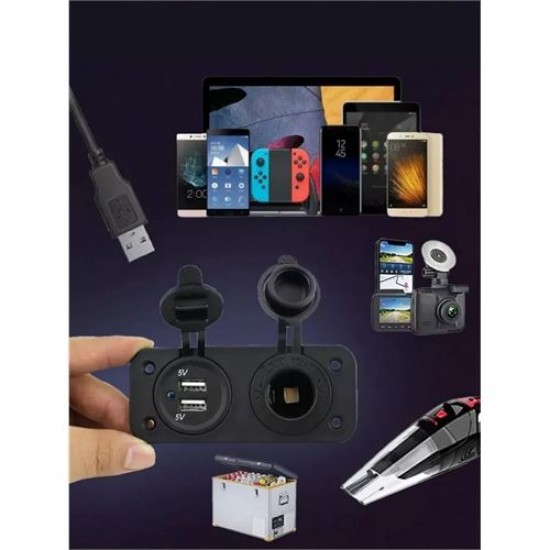 ModaCar USB + 12-24 Volt Çakmak Giriş Soket Tekne Oto Kamyonet Soketi Marine Tip Soket 7 ModaCar USB + 12-24 Volt Çakmak Giriş Soket Tekne Oto Kamyonet Soketi Marine Tip Soket 7