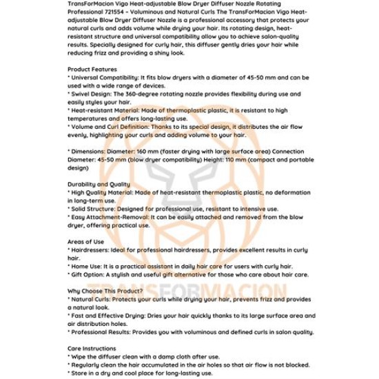 ModaCar Isı Ayarlamalı Fön Için Difüzör Vigo Başlık Dönerli Profesyonel ModaCar Isı Ayarlamalı Fön Için Difüzör Vigo Başlık Dönerli Profesyonel