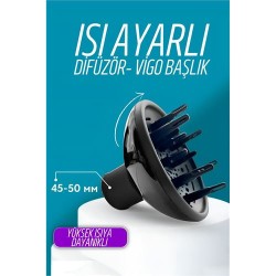 Engithalat Isı Ayarlamalı Fön Için Difüzör Vigo Başlık Dönerli Profesyonel