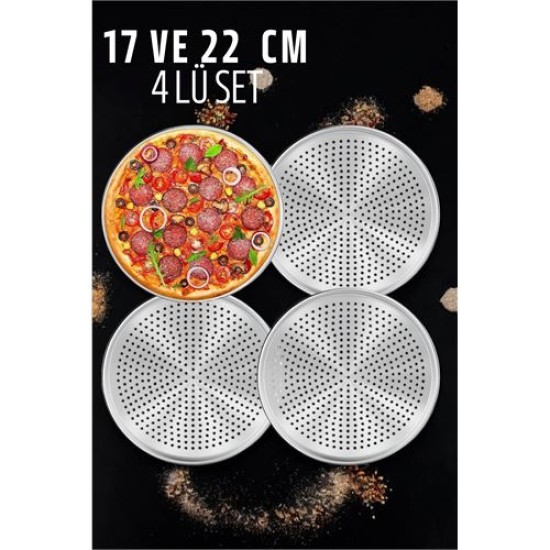 ModaCar Delikli Pizza Lahmacun Tepsisi Çelik 17 ve 22 CM 4 lü SET ModaCar Delikli Pizza Lahmacun Tepsisi Çelik 17 ve 22 CM 4 lü SET