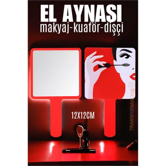 Modacar El Aynası Makyaj Aynası Kuaför Dişçi Güzellik Merkezi Aynası KIRMIZI Modacar El Aynası Makyaj Aynası Kuaför Dişçi Güzellik Merkezi Aynası KIRMIZI