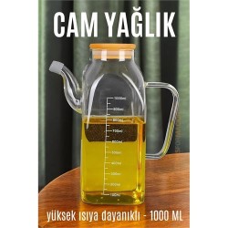 Modacar Yağ Sirke Şişesi Yağlık Borosilikat Cam 1000 ML