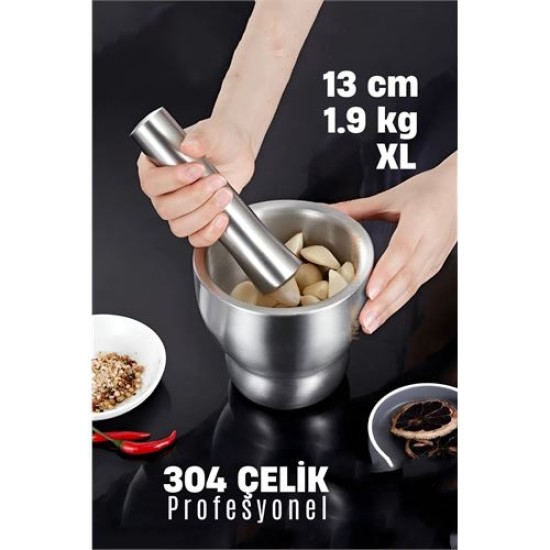 Modacar XL 13 CM Sarımsak Ezici Sarımsak Havanı 304 Paslanmaz Çelik Modacar XL 13 CM Sarımsak Ezici Sarımsak Havanı 304 Paslanmaz Çelik