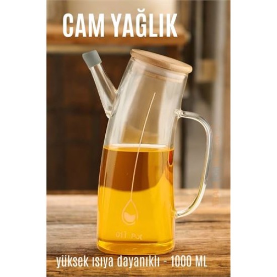 Modacar Yağ Sirke Şişesi Yağlık Borosilikat Cam 1000 ML Modacar Yağ Sirke Şişesi Yağlık Borosilikat Cam 1000 ML