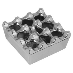 Modacar Kapaklı Paslanmaz Kare Küllük - Kapaklı Metal Kül Tablası - Kafe Küllüğü Restoran Küllüğü Masaüstü Küllük