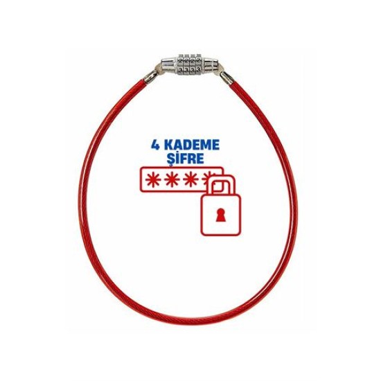Engithalat 4 Kademe Şifreli 50 cm Bisiklet Kilidi