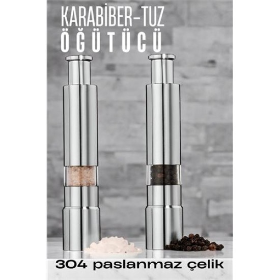 Engithalat 2'li Karabiber Tuz Öğütücü Profesyonel 304 Paslanmaz Çelik Manuel Baharat Değirmeni Engithalat 2'li Karabiber Tuz Öğütücü Profesyonel 304 Paslanmaz Çelik Manuel Baharat Değirmeni