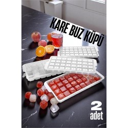 Engithalat Buz Kalıbı KARE İçecek Buz Kalıbı - Mutfak Buz Kalıbı Kolay Çıkarılır Buz Kalıbı 2 ADET