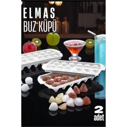 Engithalat Buz Kalıbı ELMAS İçecek Buz Kalıbı - Mutfak Buz Kalıbı Kolay Çıkarılır Buz Kalıbı 2 ADET