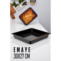 Engithalat Emaye Fırın Tepsisi Siyah - Dikdörtgen Emaye Fırın Tepsisi 30X27 Cm