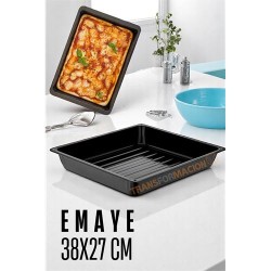 Engithalat Emaye Fırın Tepsisi Siyah - Dikdörtgen Emaye Fırın Tepsisi 38X27 Cm