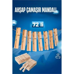Engithalat Ahşap Çamaşır Mandalı 72 ADET
