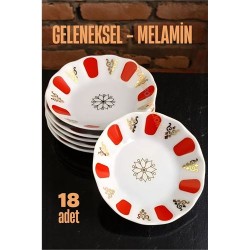 Engithalat Melamin Çay Tabağı 18 Adet Geleneksel Türk Çay Bardağı Altlığı