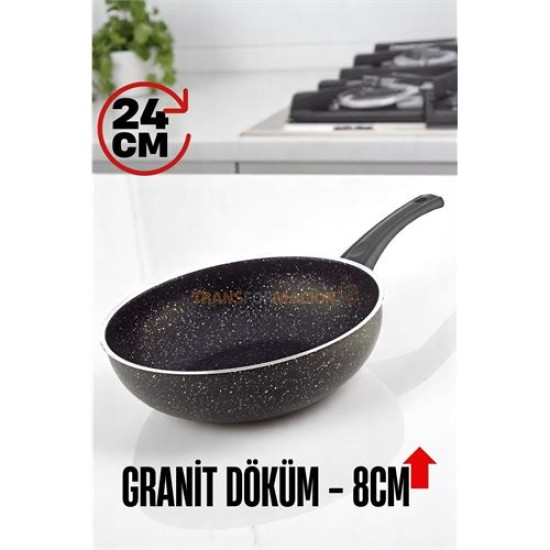 Engithalat Granit Döküm 8 Cm Derin Wok Tava - Yapışmaz Wok Tava - 24 Cm Engithalat Granit Döküm 8 Cm Derin Wok Tava - Yapışmaz Wok Tava - 24 Cm