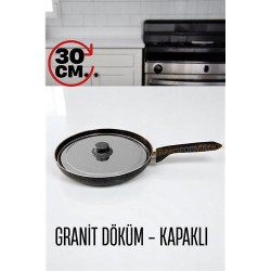 Engithalat Granit Döküm Tava Paslanmaz Çelik Kapaklı -Yapışmaz Taban 30 Cm